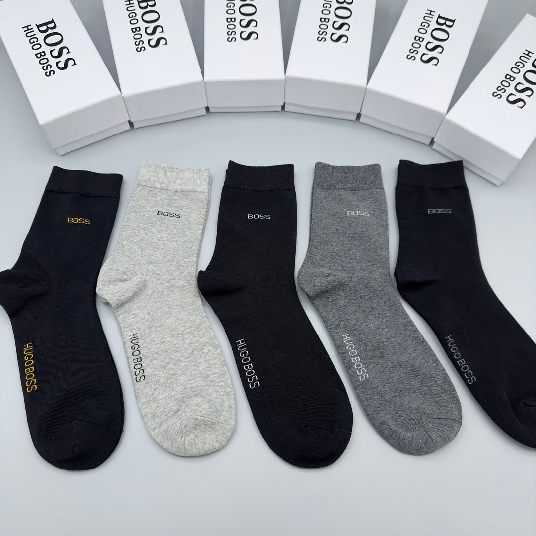 BOSS Black Grey Cream Small Foot Text No-Show Socks, image 5