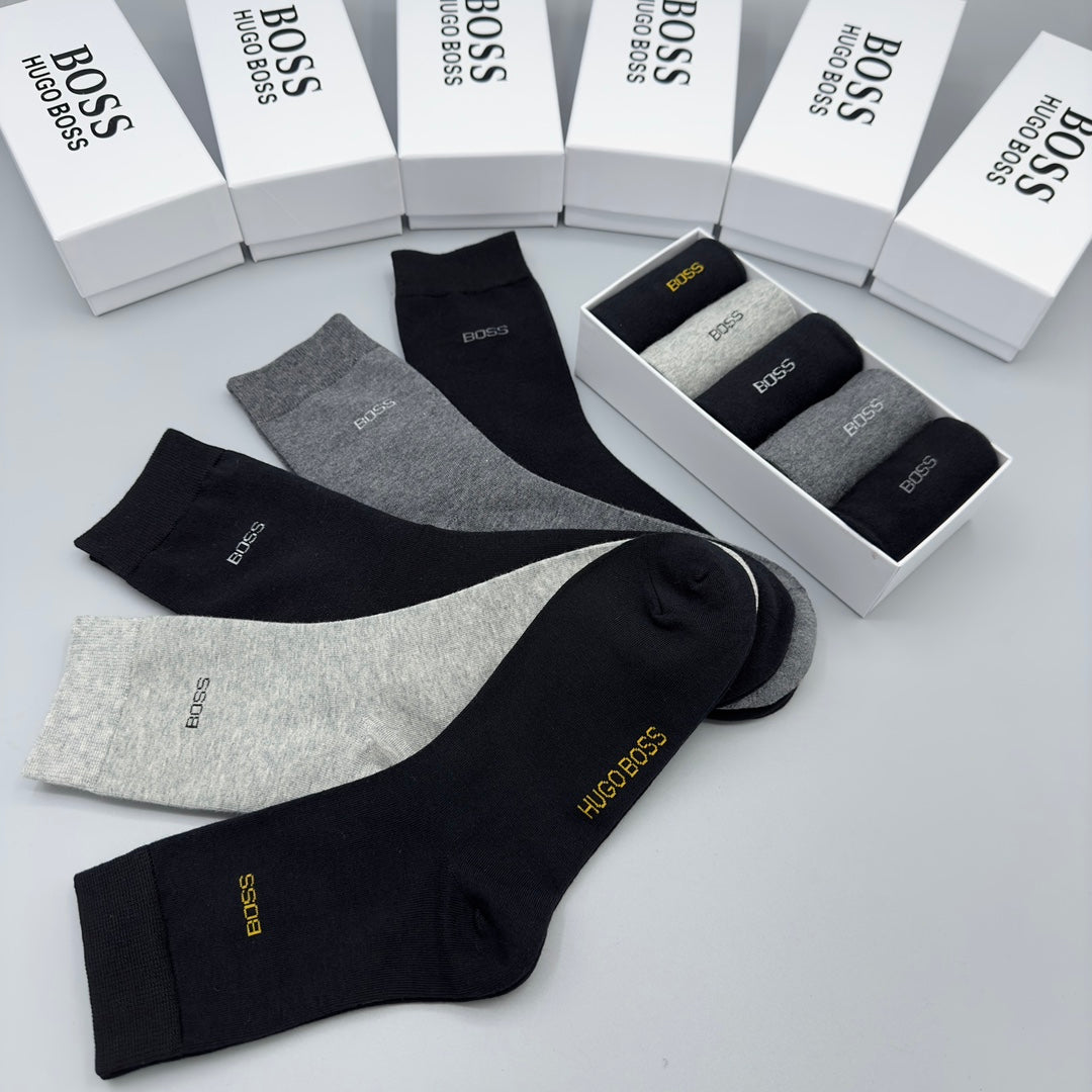 BOSS Black Grey Cream Small Foot Text No-Show Socks, image 3