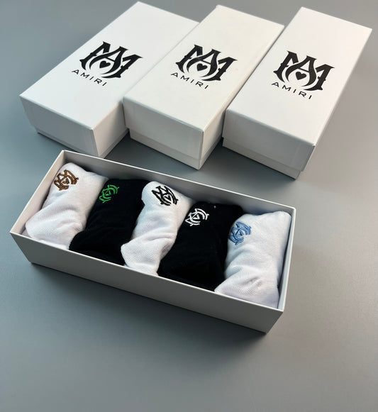 AMIRI Boxed Black White Small Monograms No-Show Socks, image 1