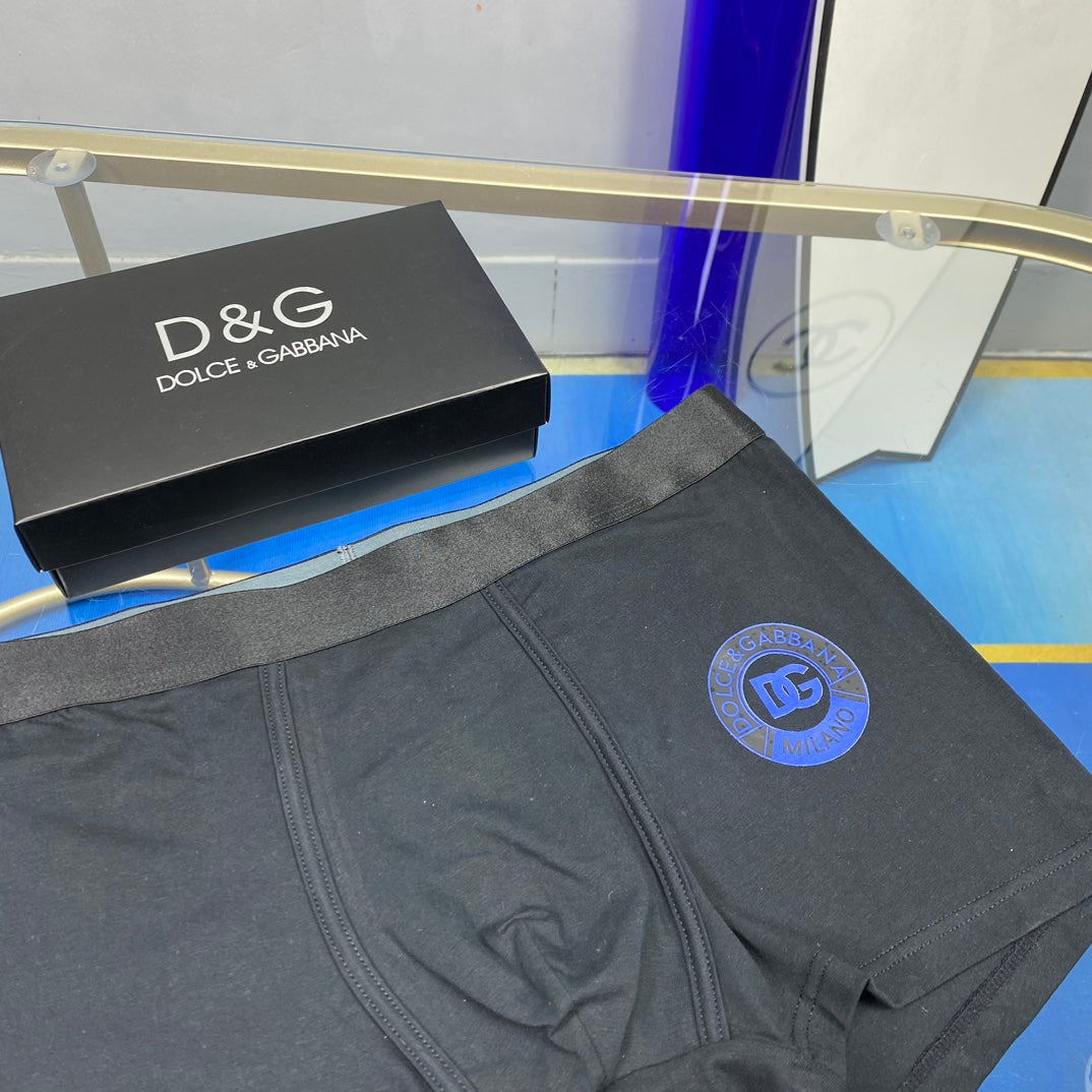 Dolce & Gabbana Blue Black Circular DG Motif Boxer Briefs, image 5