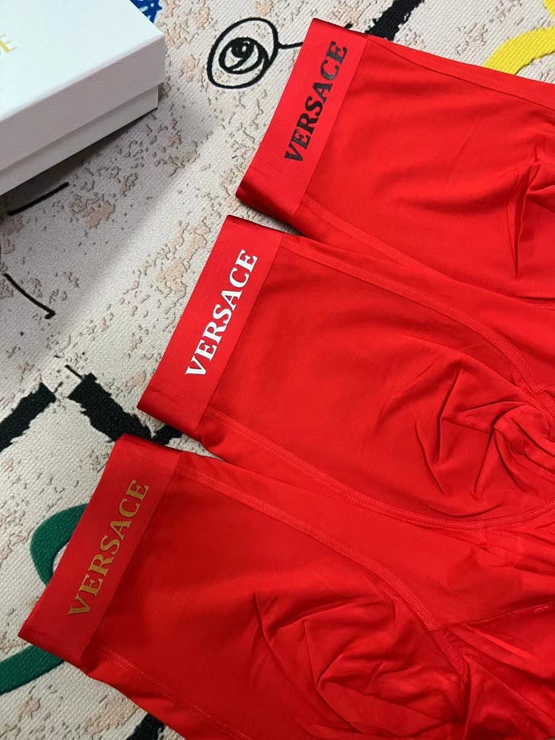 Versace Red Gold Small Waist Text Boxer Briefs, image 5