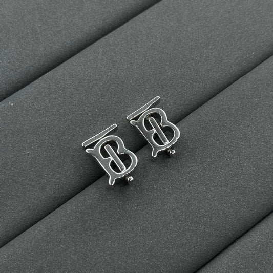 Burberry minimal TB monogram stud earrings in Silver Tone, main view