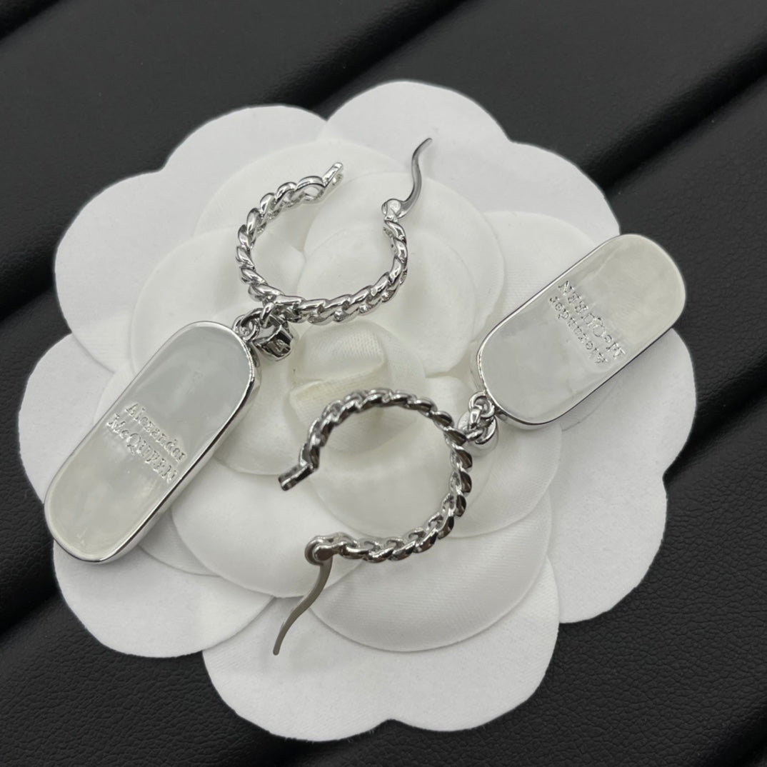 Alexander McQueen Crystal Frame Drop earrings in Silver Tone, detail view 5