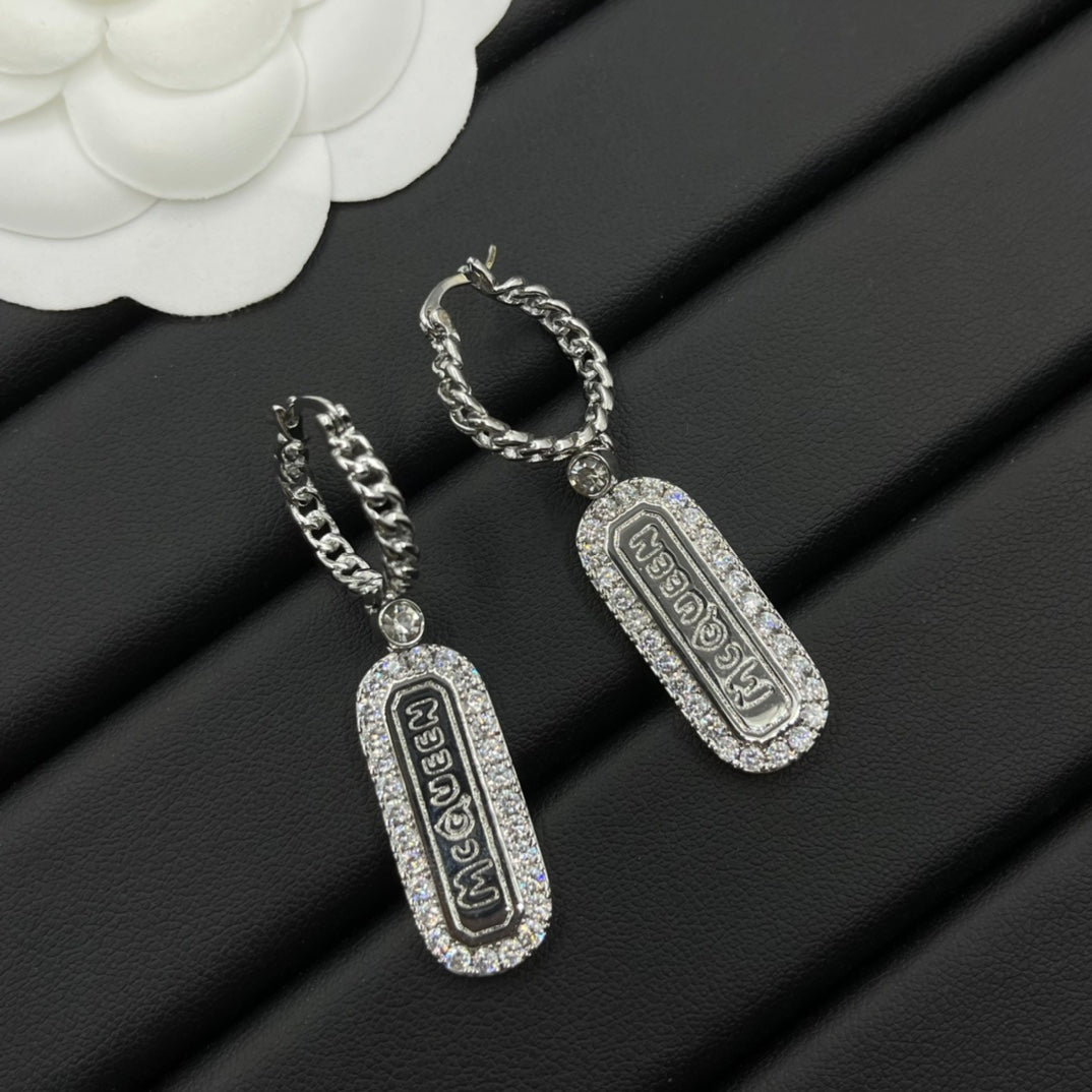 Alexander McQueen Crystal Frame Drop earrings in Silver Tone, main view