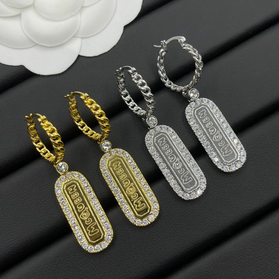 Alexander McQueen Crystal Frame Drop earrings in Gold Tone, detail view 14