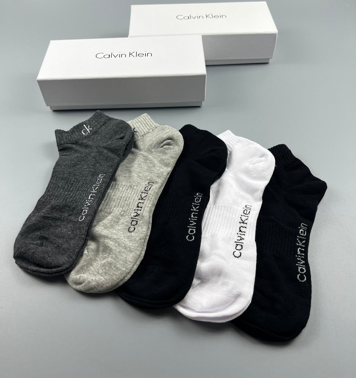 Calvin Klein Black White Grey Low Cut No-Show Socks, image 8