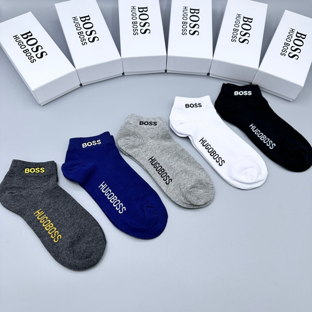 BOSS Neutral Small Coloured Side Letters Ankle Socks, image 1