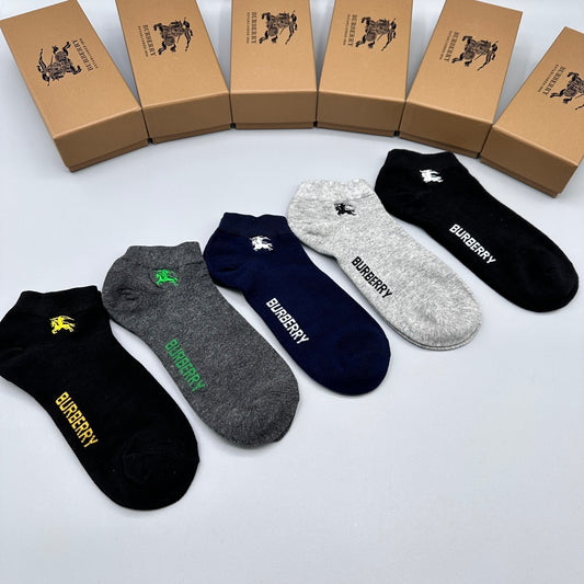 Burberry Neutral Small Coloured Horse Motifs No-Show Socks, image 1