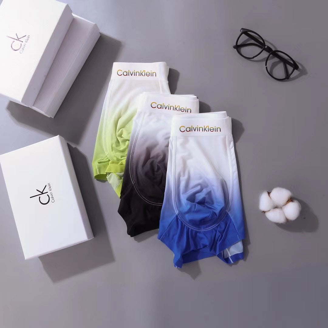 Calvin Klein Blue Gradient White Waistband Boxer Briefs, image 5