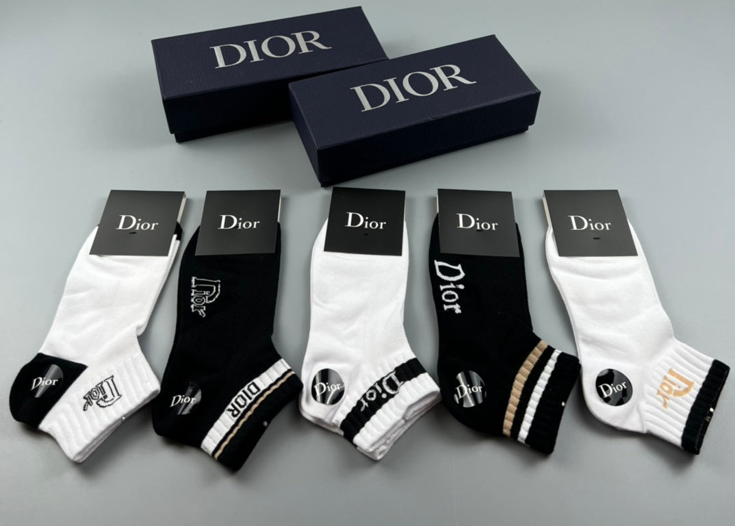 Dior Black White Bold Wordmark Ankles Ankle Socks, image 1