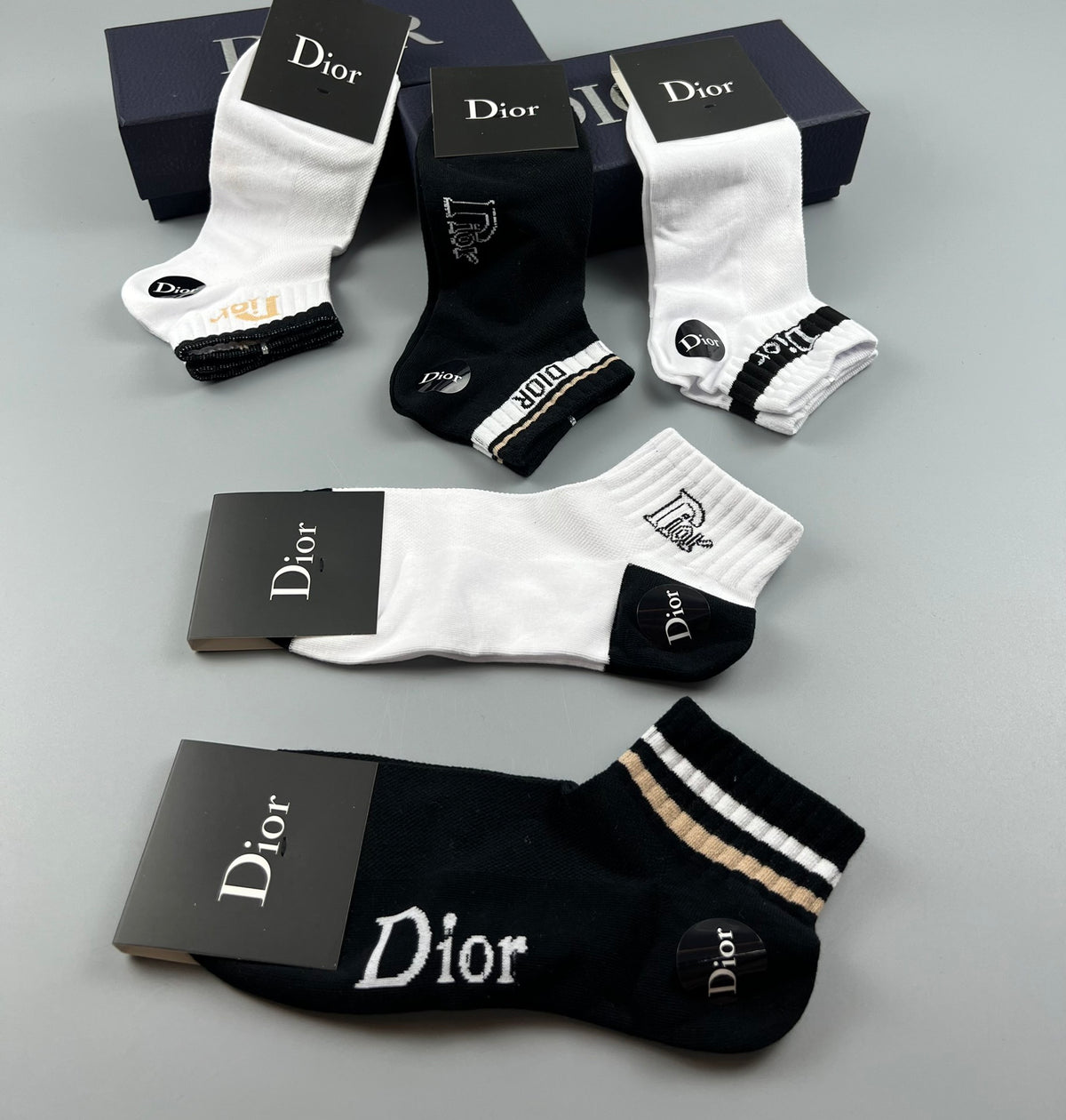 Dior Black White Bold Wordmark Ankles Ankle Socks, image 6
