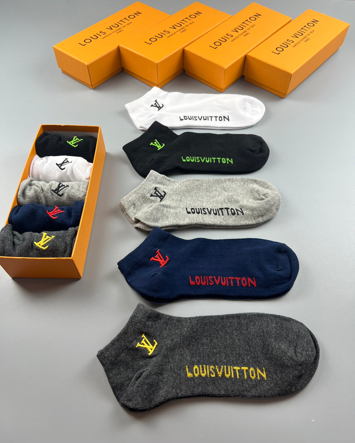 Louis Vuitton Neutral Small Coloured Monogram Crew Socks, image 9