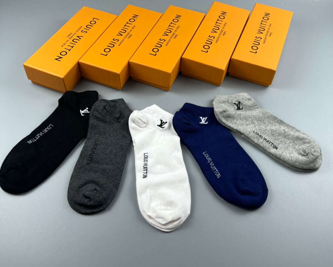 Louis Vuitton Neutral Plain Small Side Letters Crew Socks, image 2