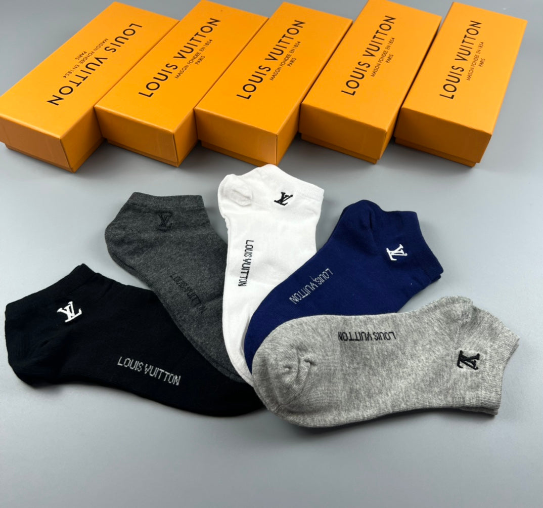 Louis Vuitton Neutral Plain Small Side Letters Crew Socks, image 3
