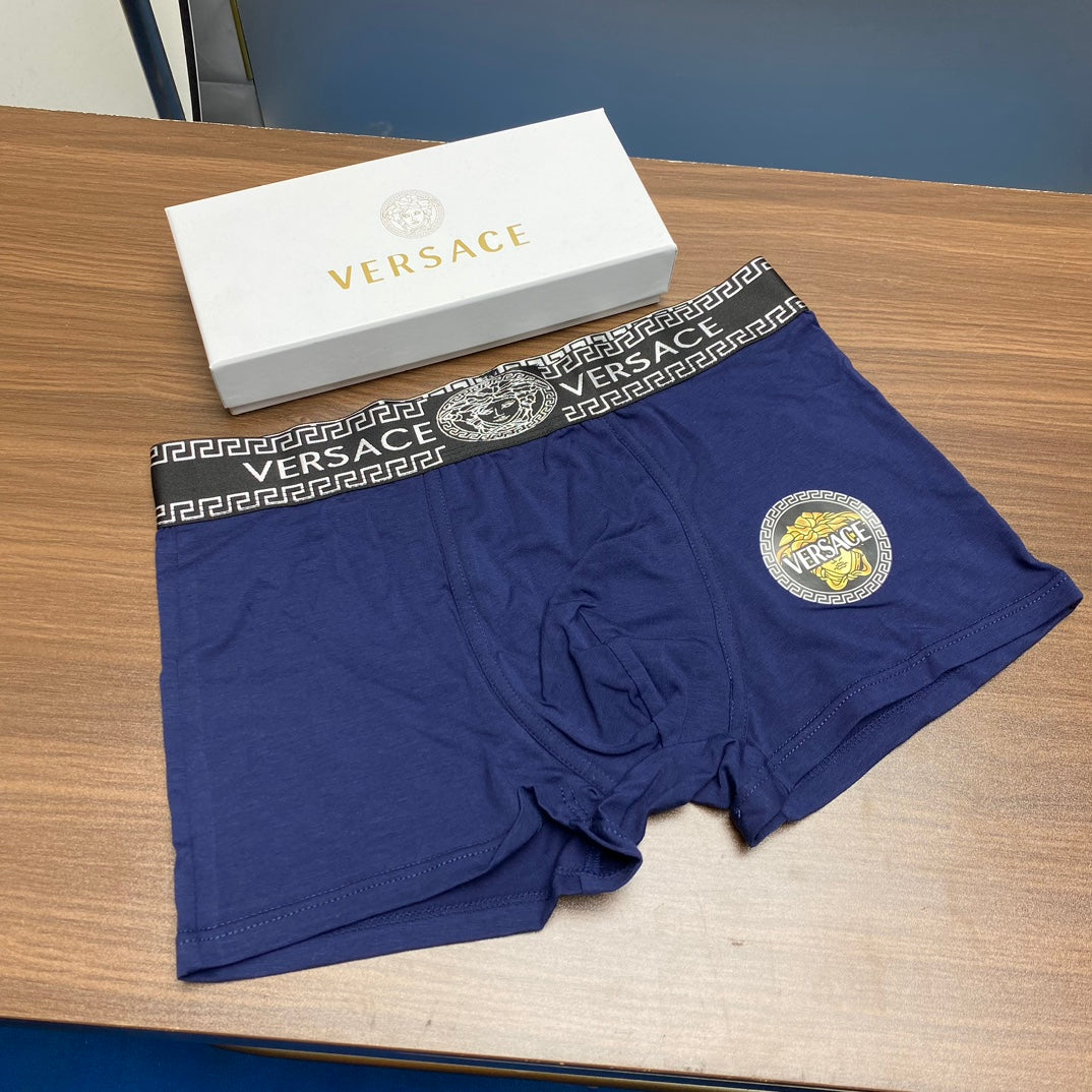 Versace Blue Grey Repeating Pattern Waist Boxer Briefs, image 6