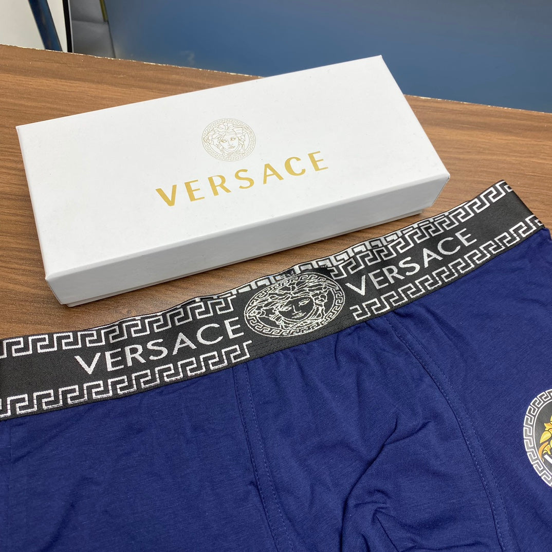 Versace Blue Grey Repeating Pattern Waist Boxer Briefs, image 8