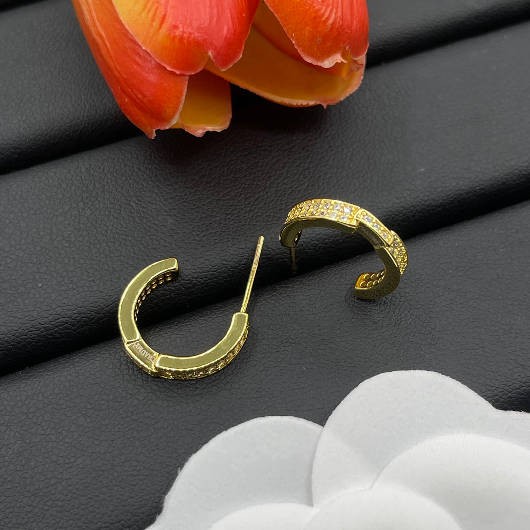 Chaumet pave huggie hoop earrings in Gold Tone, detail view 15