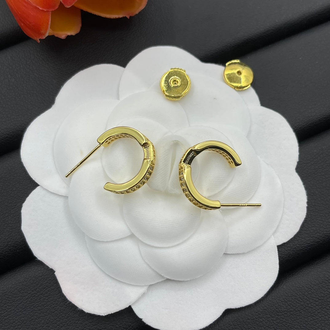 Chaumet pave huggie hoop earrings in Gold Tone, detail view 20