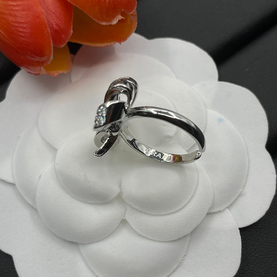 Graff Double Butterfly ring in Silver Tone, detail view 20