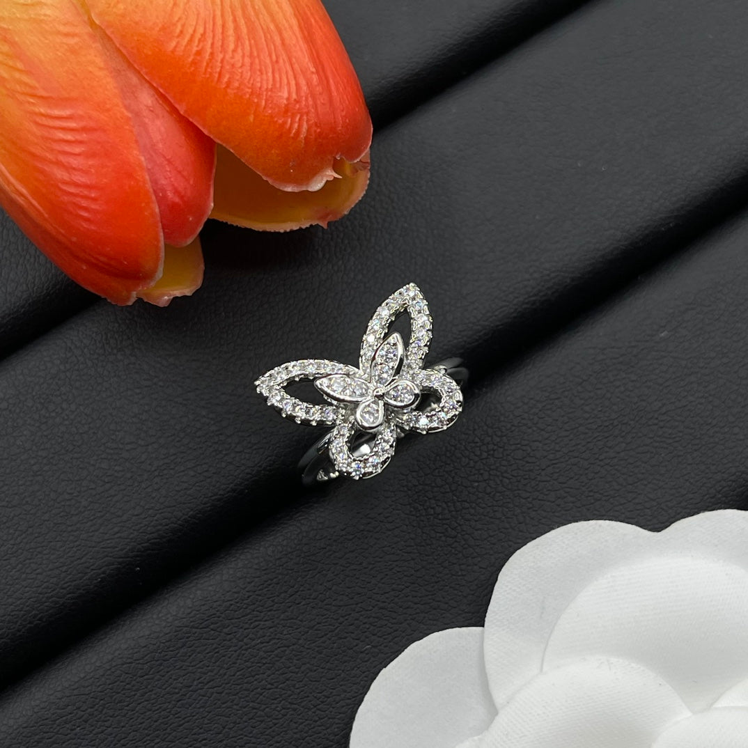 Graff Layered Butterfly Stud earrings in Silver Tone, detail view 15
