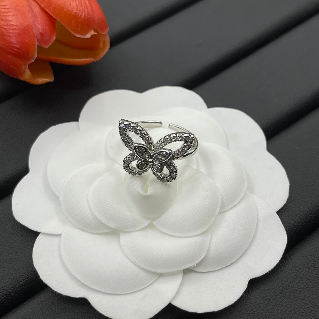 Graff Layered Butterfly Stud earrings in Silver Tone, detail view 18