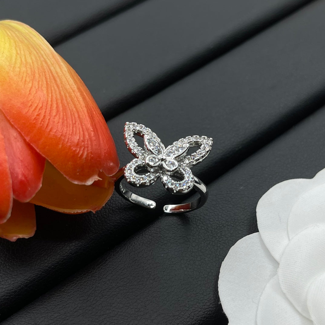 Graff Layered Butterfly Stud earrings in Silver Tone, detail view 17