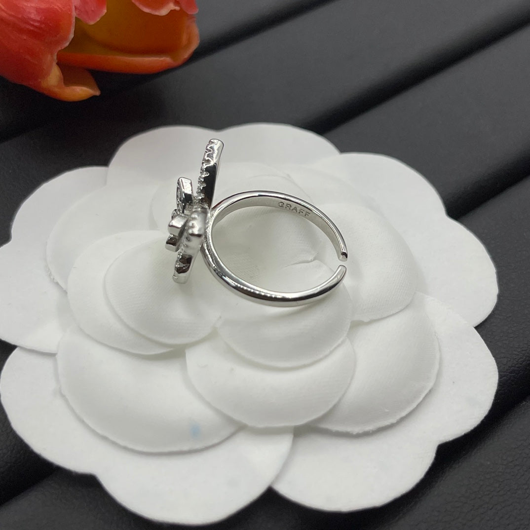 Graff Layered Butterfly Stud earrings in Silver Tone, detail view 20