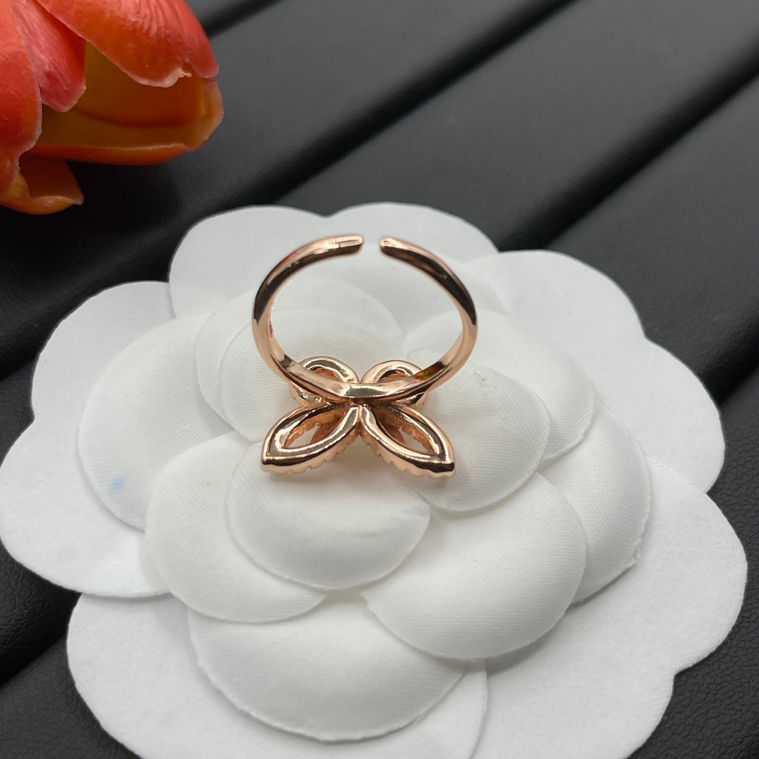 Graff Layered Butterfly Stud earrings in Rose Gold Tone, detail view 11
