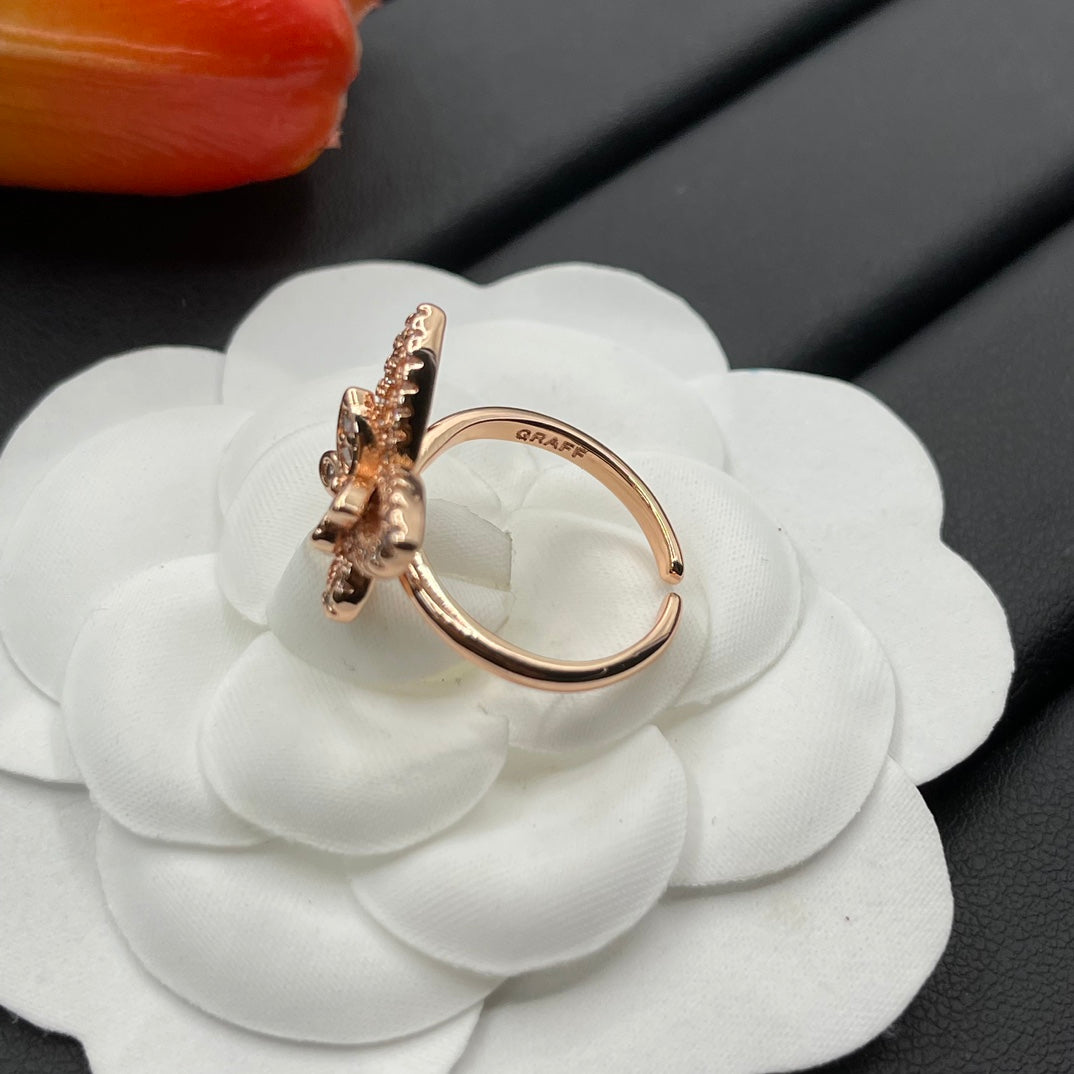 Graff Layered Butterfly Stud earrings in Rose Gold Tone, detail view 12
