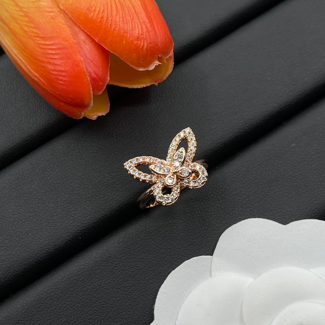 Graff Layered Butterfly Stud earrings in Rose Gold Tone, detail view 8