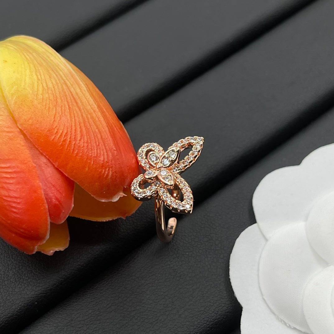 Graff Layered Butterfly Stud earrings in Rose Gold Tone, detail view 10
