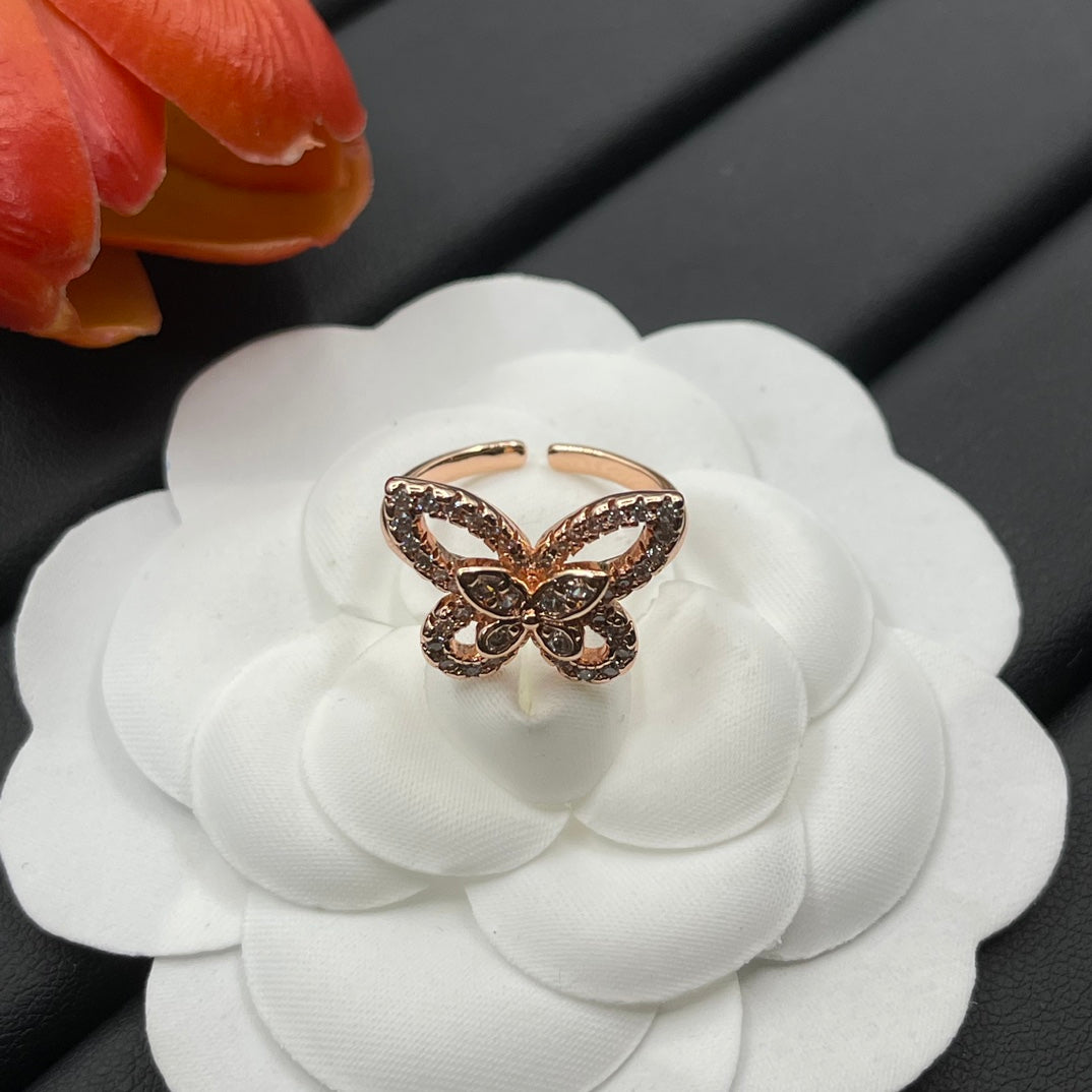 Graff Layered Butterfly Stud earrings in Rose Gold Tone, detail view 13