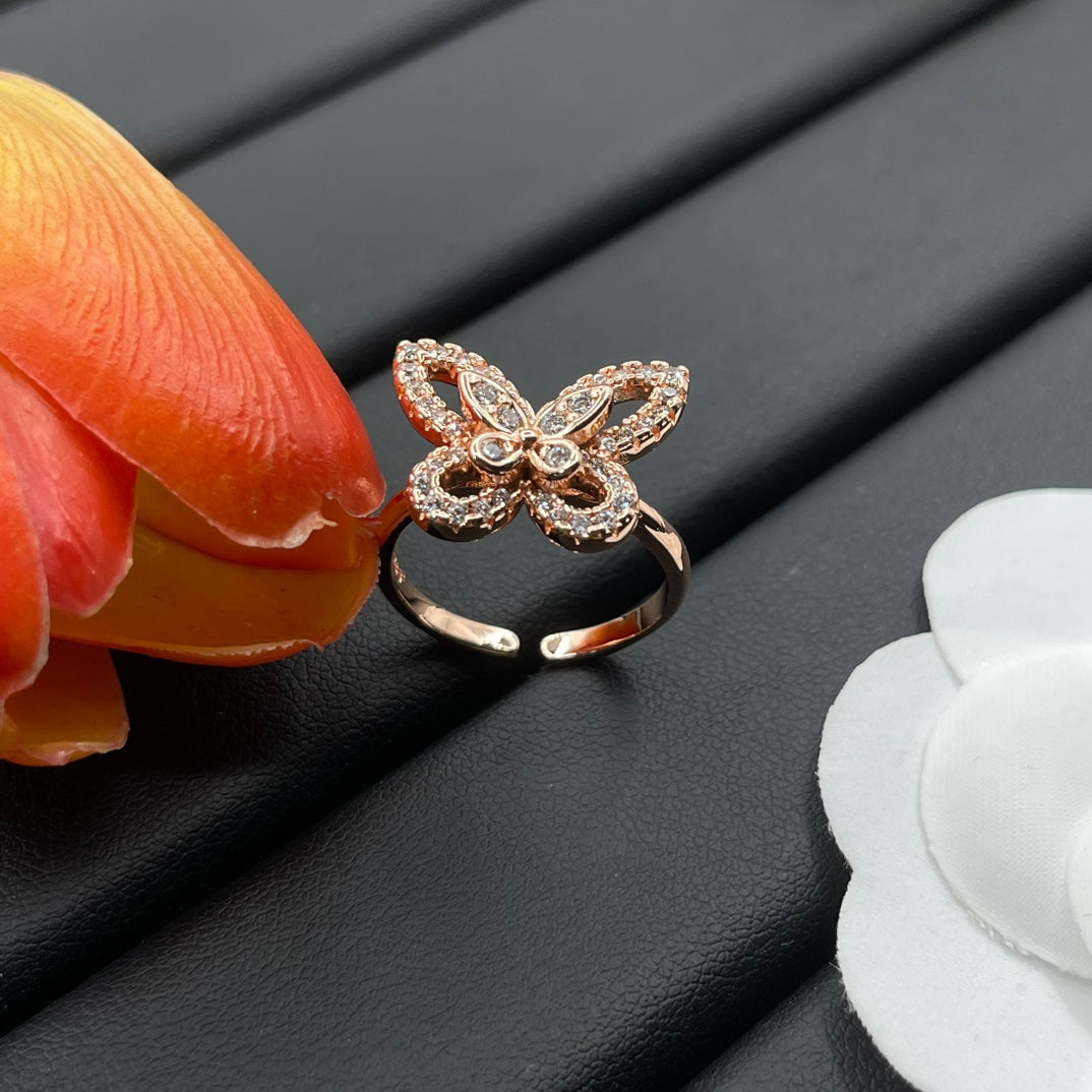 Graff Layered Butterfly Stud earrings in Rose Gold Tone, detail view 9