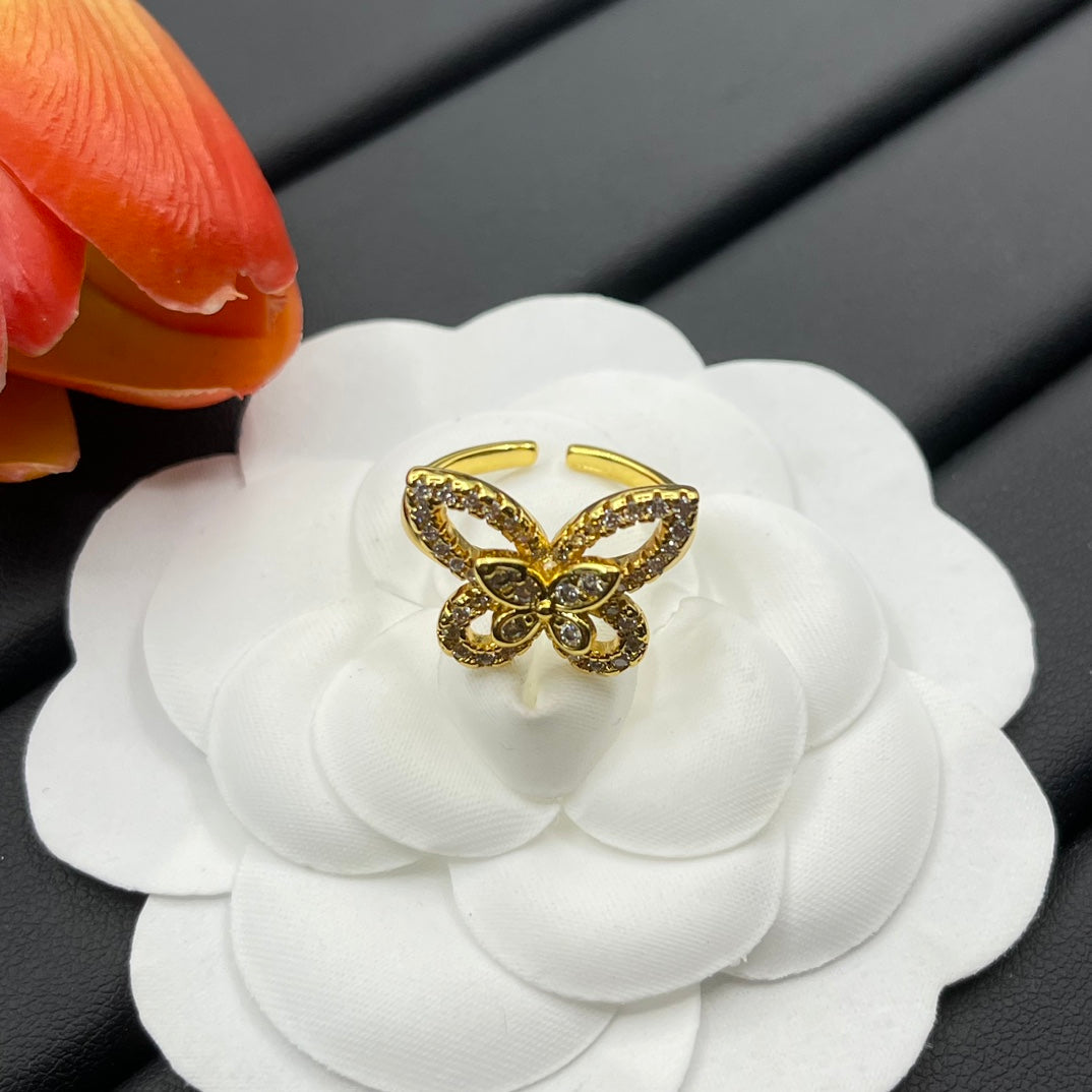 Graff Layered Butterfly Stud earrings in Gold Tone, detail view 4