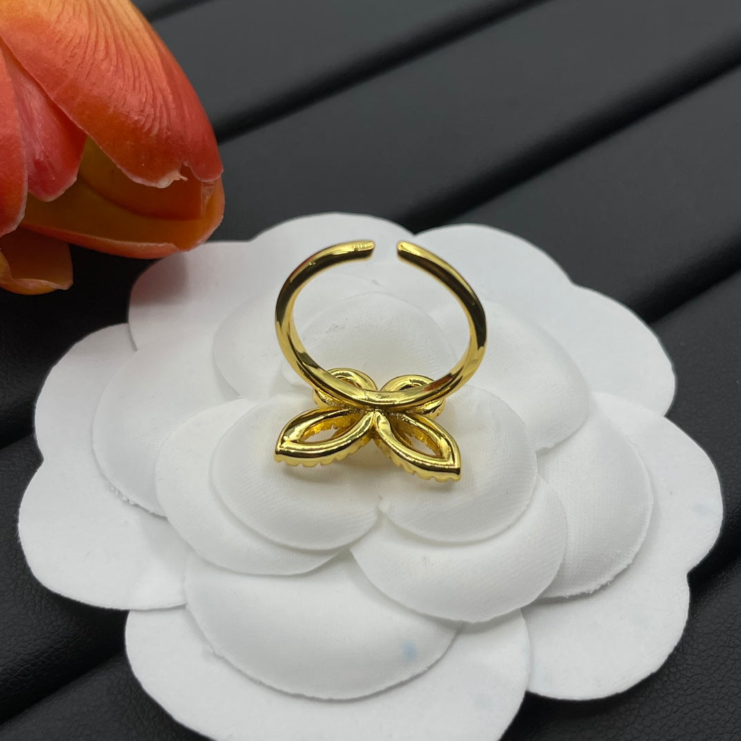 Graff Layered Butterfly Stud earrings in Gold Tone, detail view 5