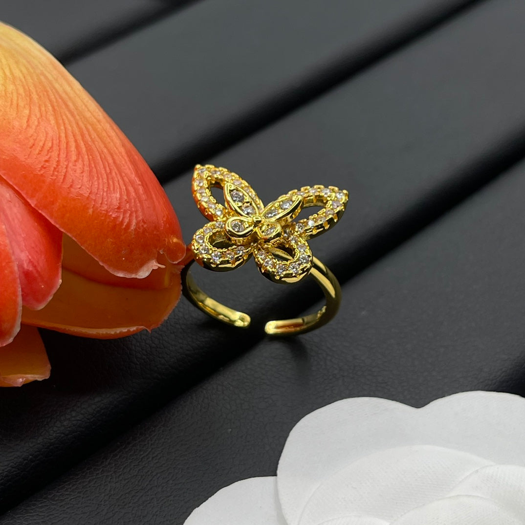 Graff Layered Butterfly Stud earrings in Gold Tone, detail view 2