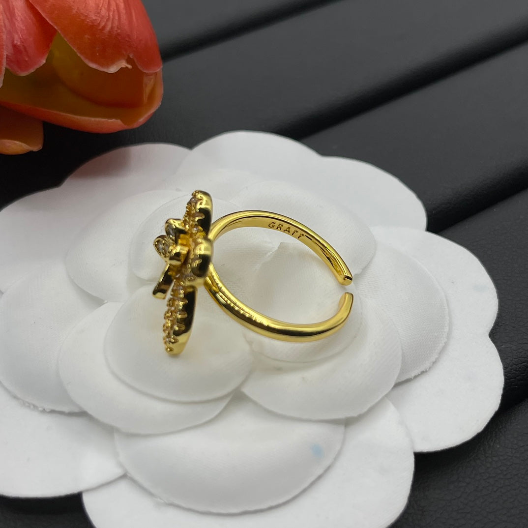 Graff Layered Butterfly Stud earrings in Gold Tone, detail view 6