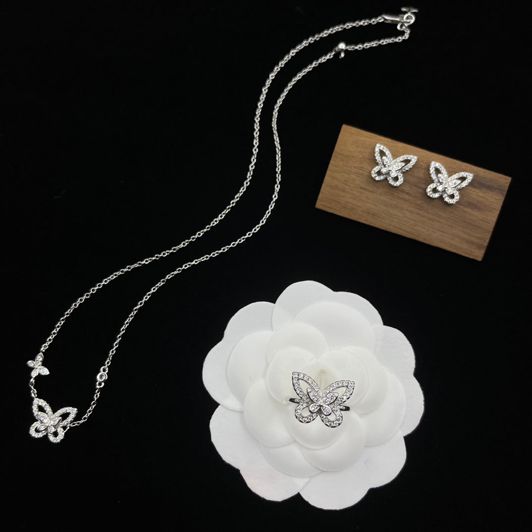 Graff Butterfly Pendant necklace in Silver Tone, detail view 21