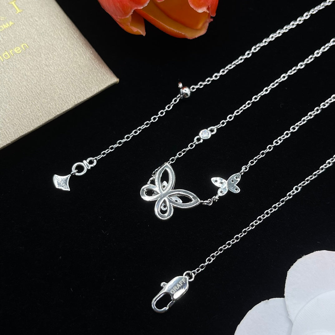 Graff Butterfly Pendant necklace in Silver Tone, detail view 20
