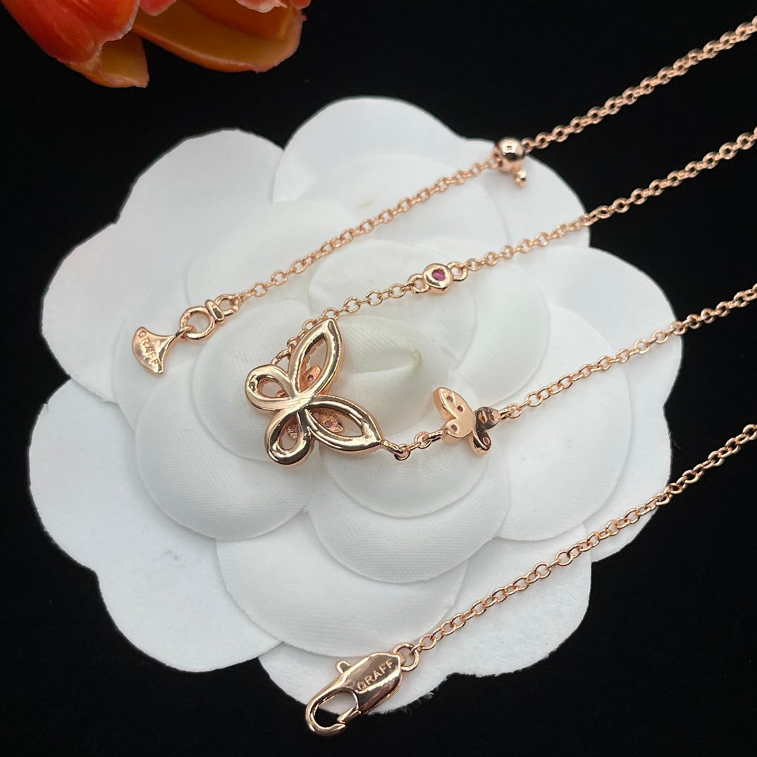 Graff Butterfly Pendant necklace in Rose Gold Tone, detail view 13