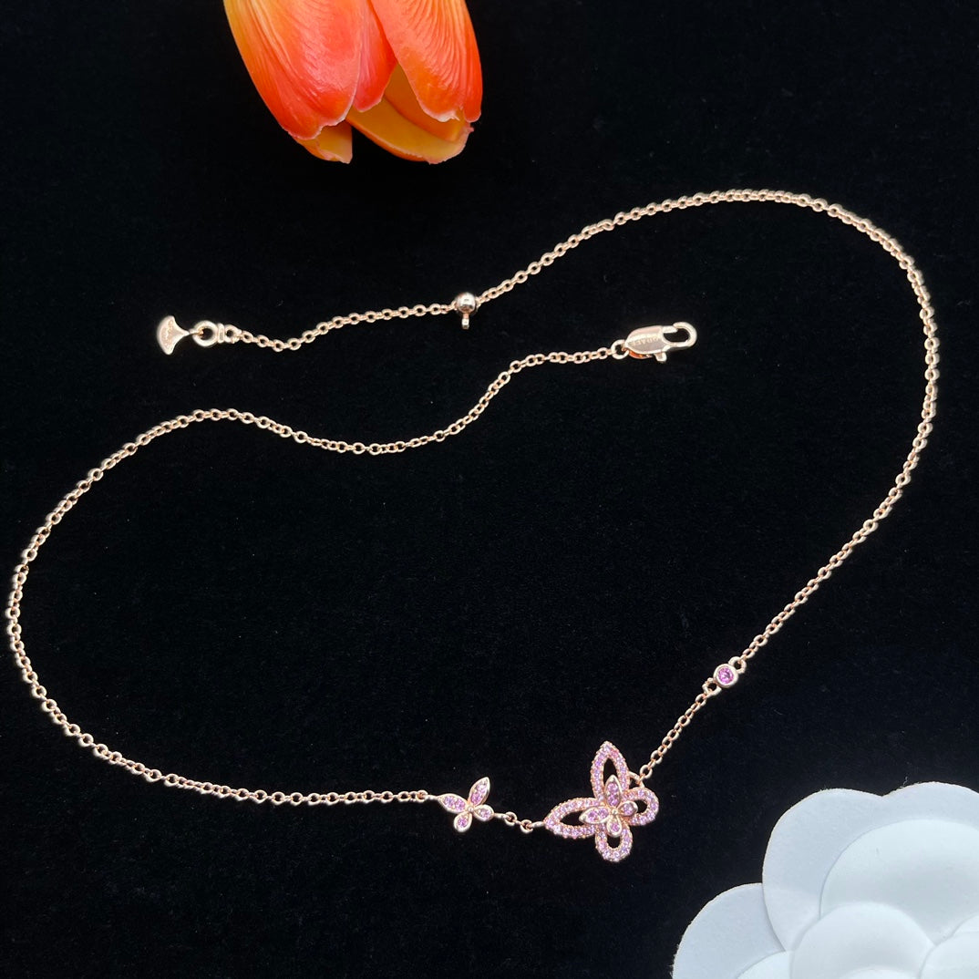 Graff Butterfly Pendant necklace in Rose Gold Tone, detail view 10