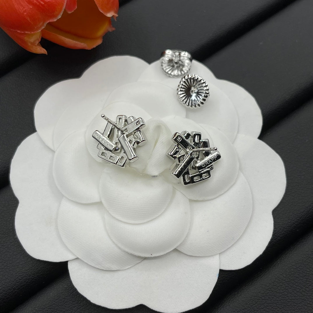 Graff Geometric Cluster Stud earrings in Silver Tone, detail view 13