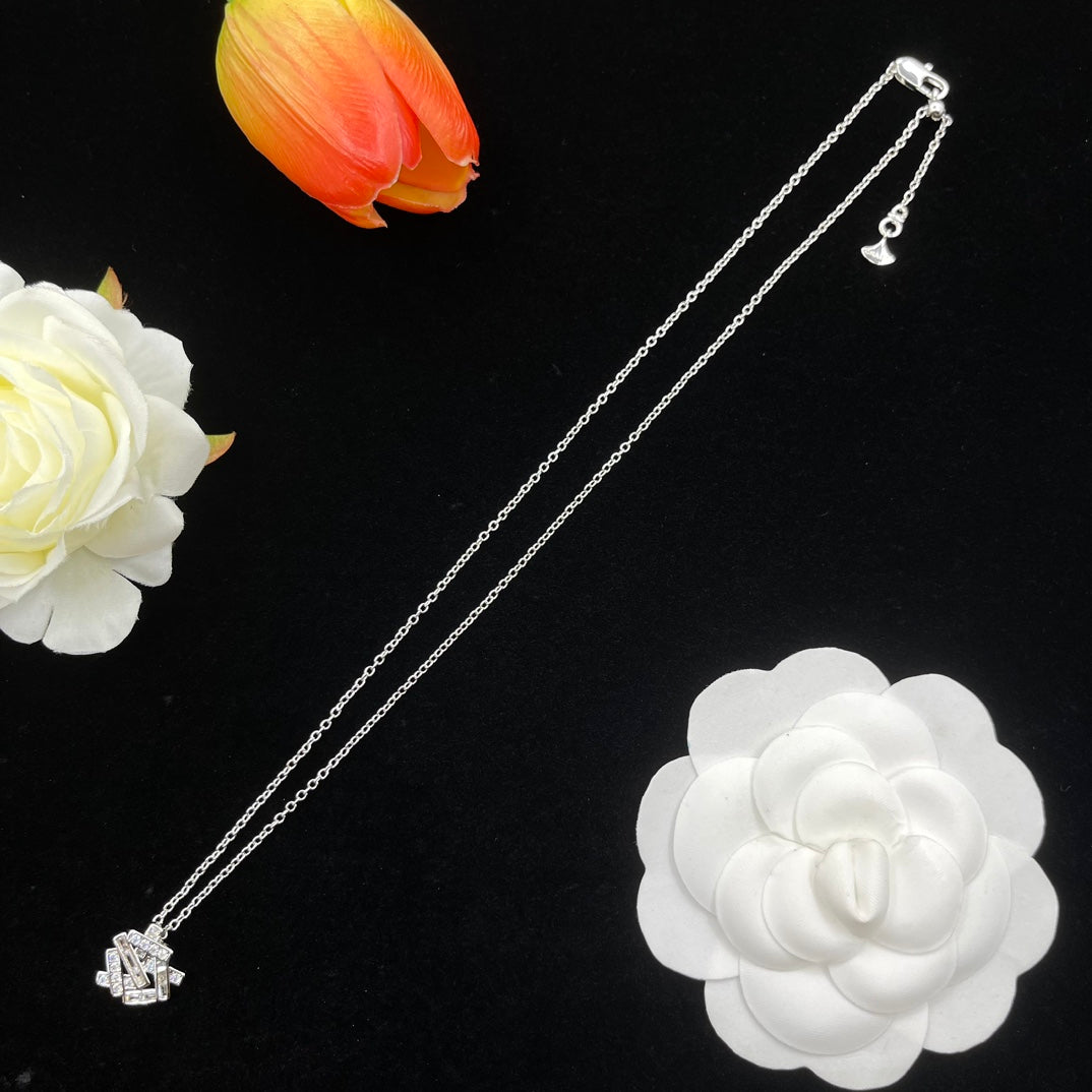 Graff Four-Petal Flower Pendant necklace in Silver Tone, detail view 16