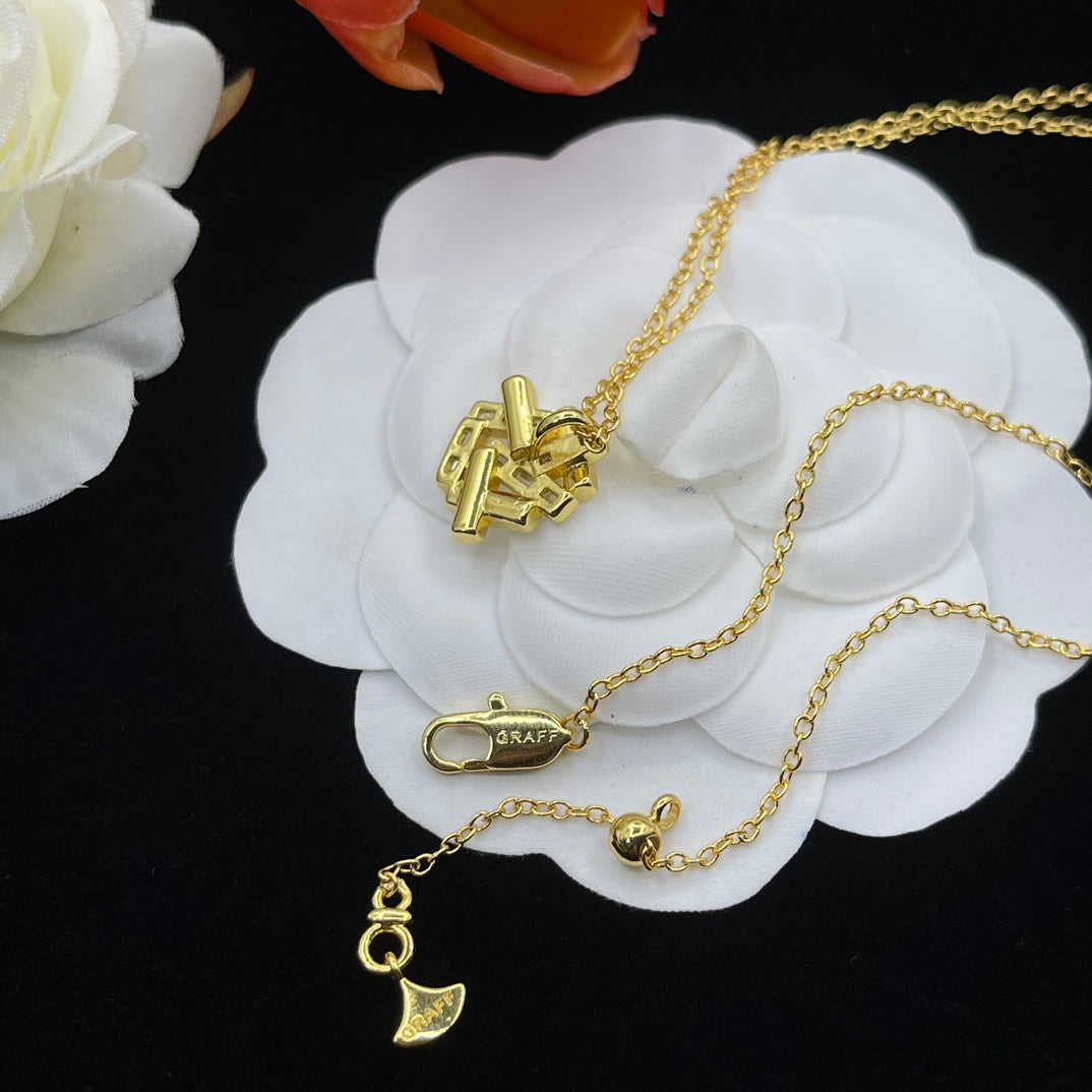 Graff Four-Petal Flower Pendant necklace in Gold Tone, detail view 13