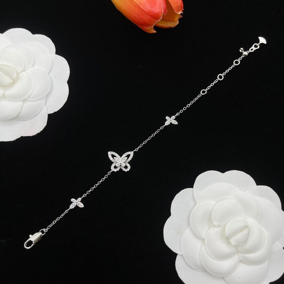 Graff Floral Y-Chain bracelet in Silver Tone, detail view 16