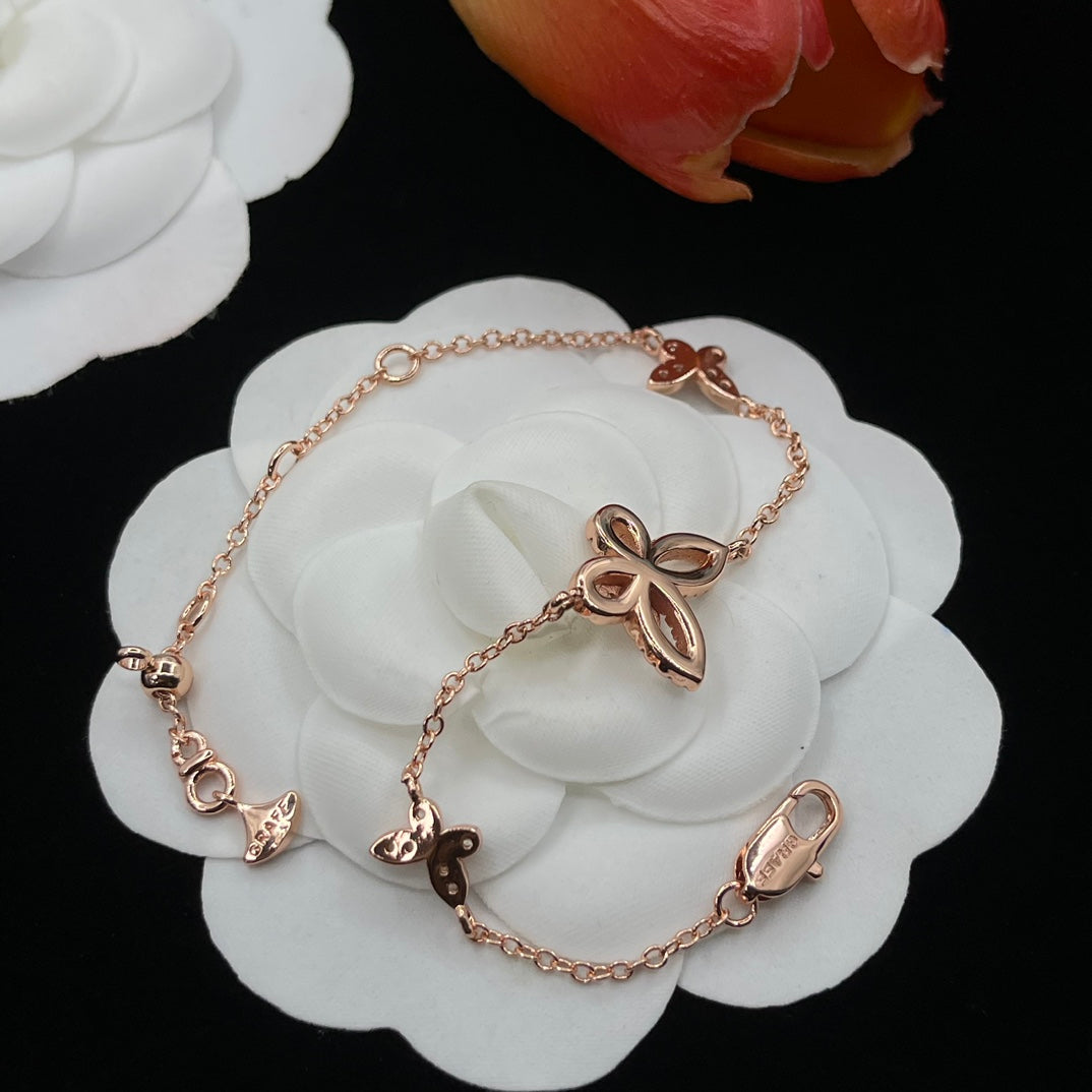 Graff Floral Y-Chain bracelet in Rose Gold Tone, detail view 13