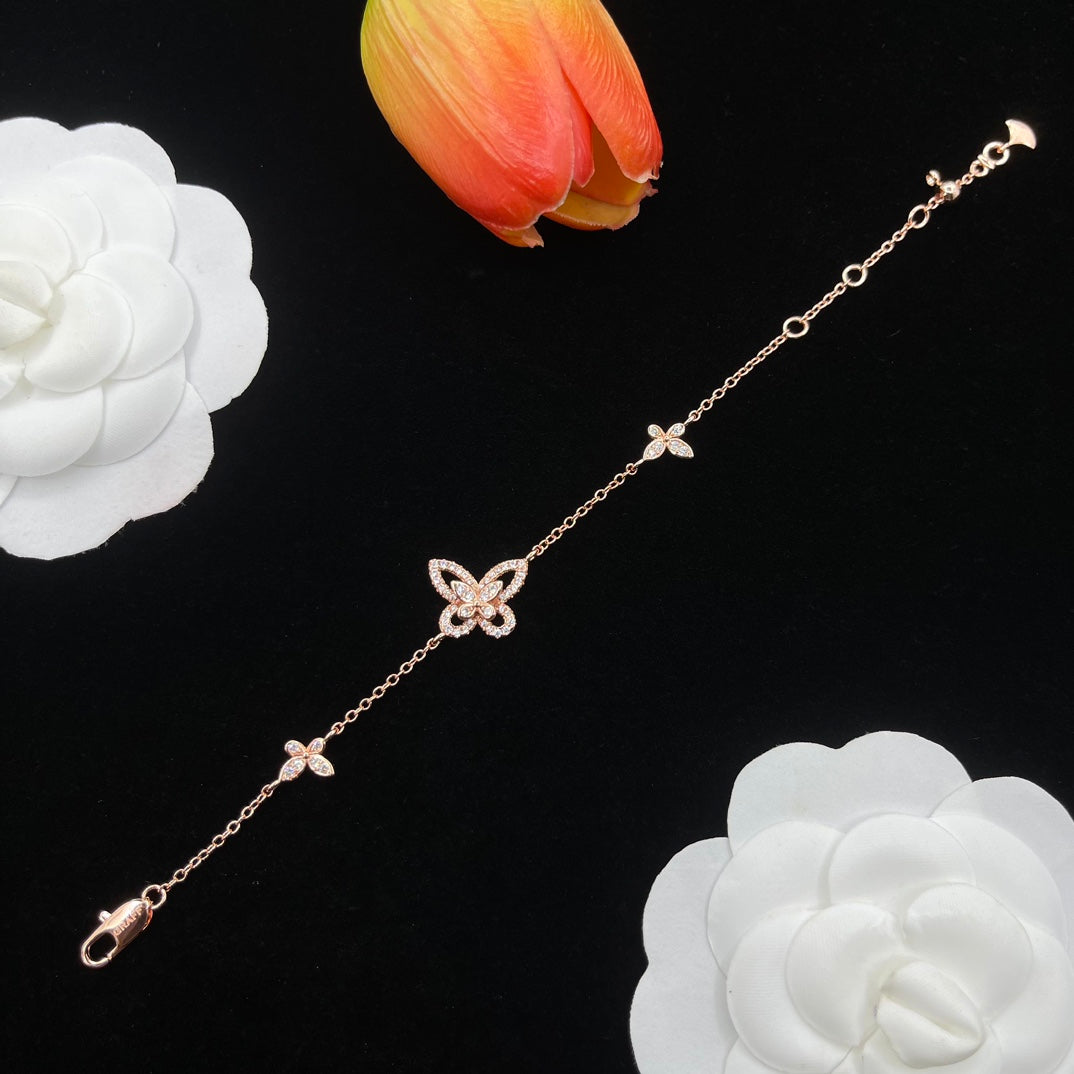 Graff Floral Y-Chain bracelet in Rose Gold Tone, detail view 9