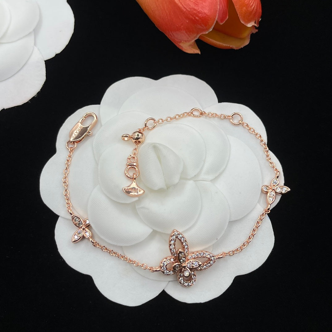 Graff Floral Y-Chain bracelet in Rose Gold Tone, detail view 12