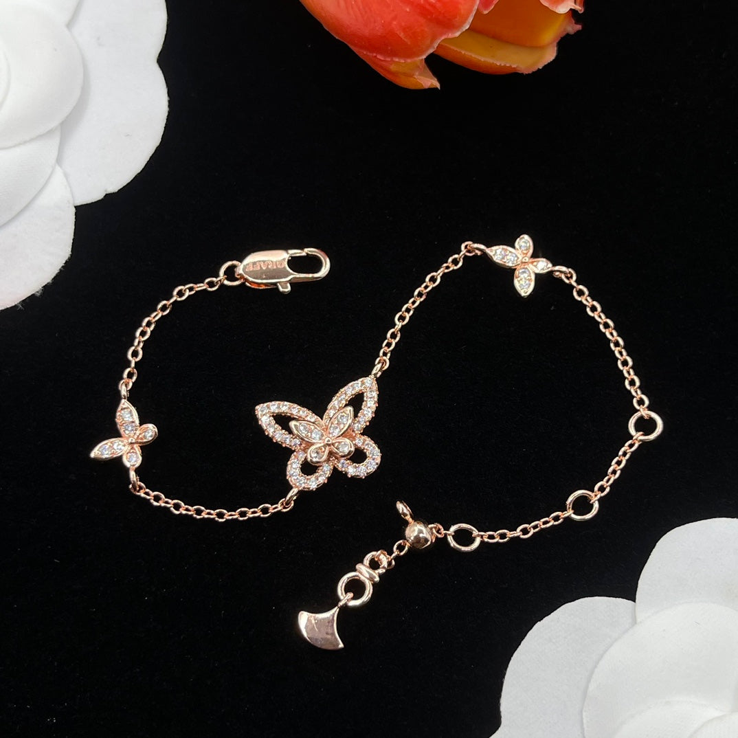 Graff Floral Y-Chain bracelet in Rose Gold Tone, detail view 11