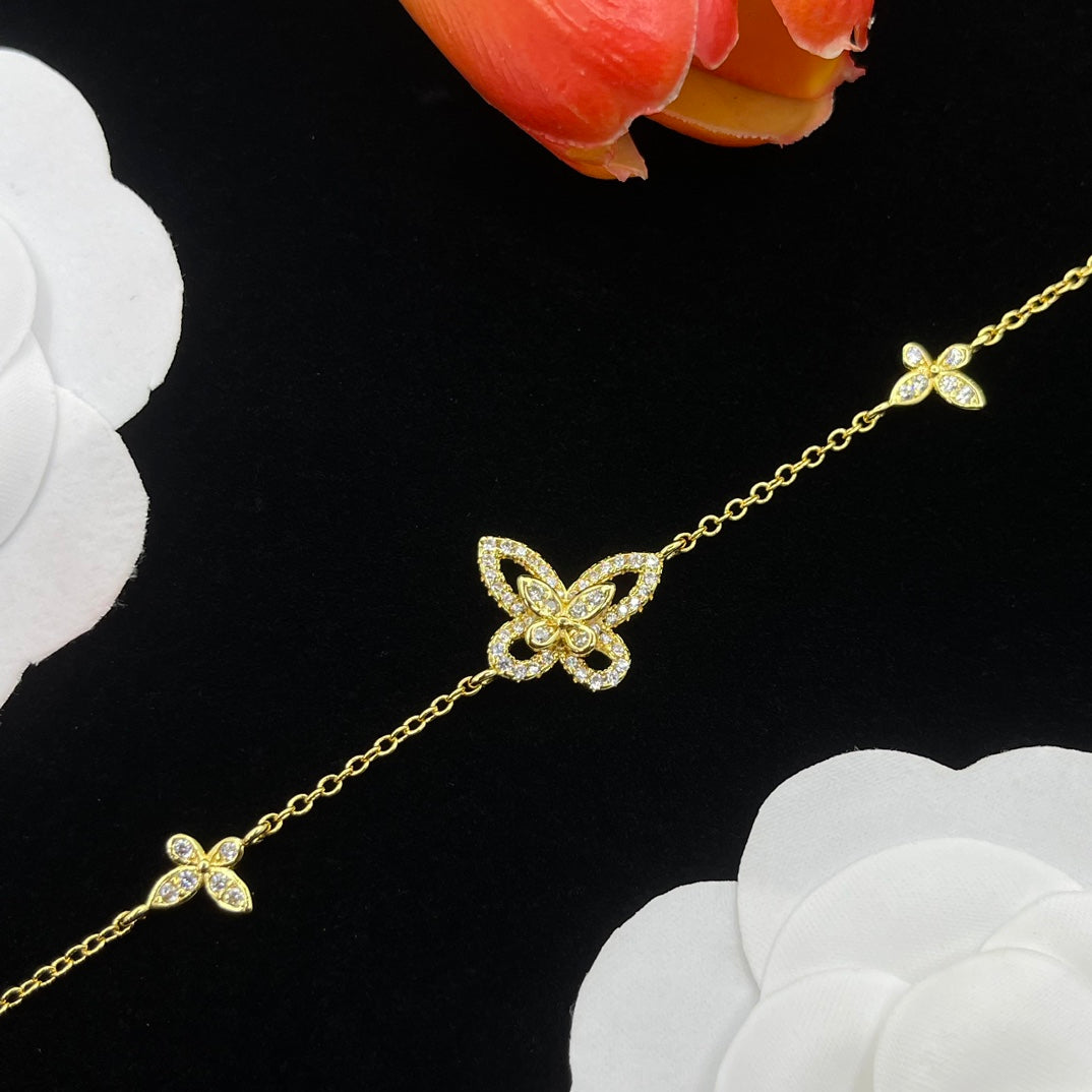 Graff Floral Y-Chain bracelet in Gold Tone, detail view 3